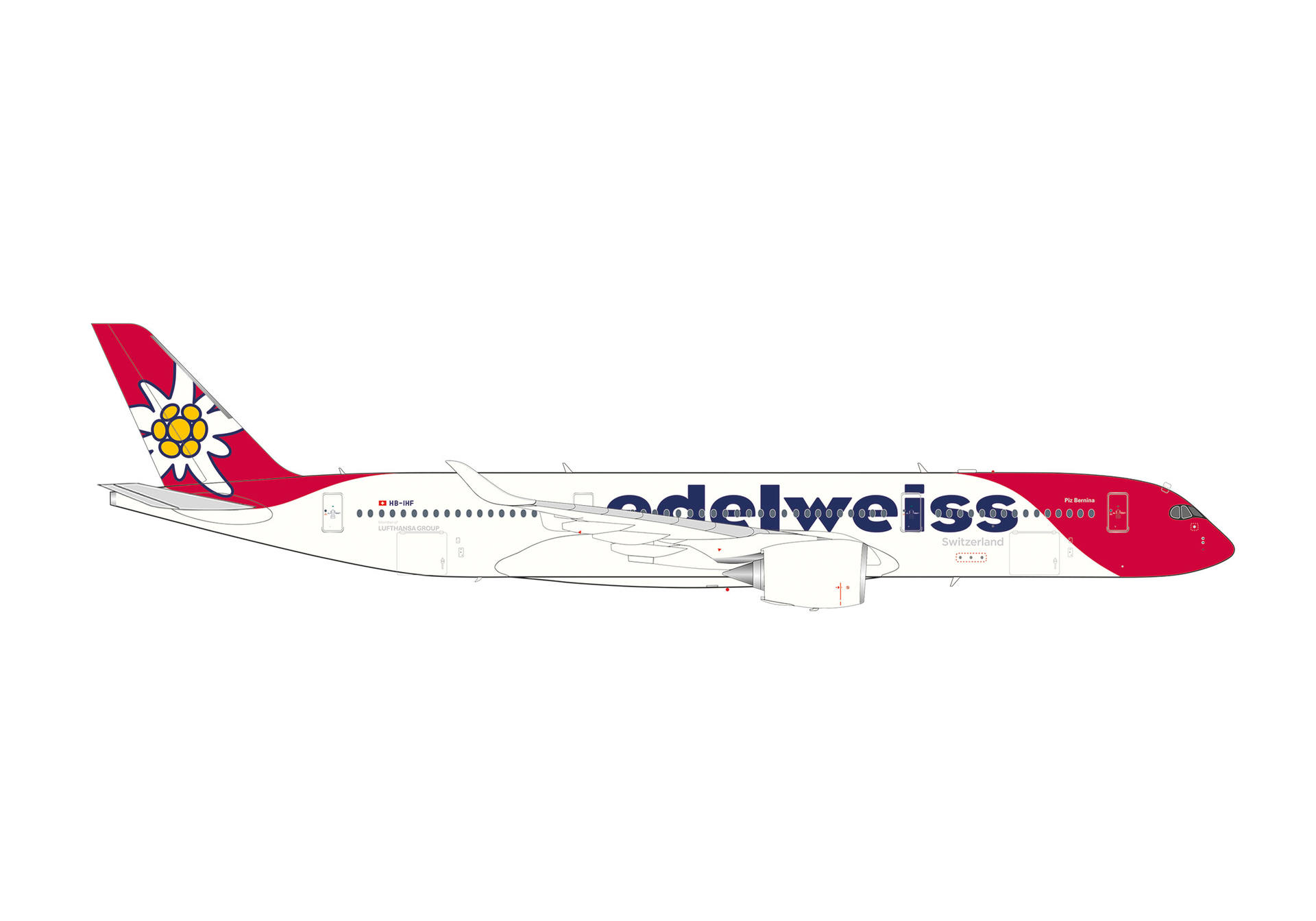 573511 Herpa Edelweiss Air / エーデルワイス航空 A350-900 HB-IHF Piz Bernina 1:200 メーカー完売