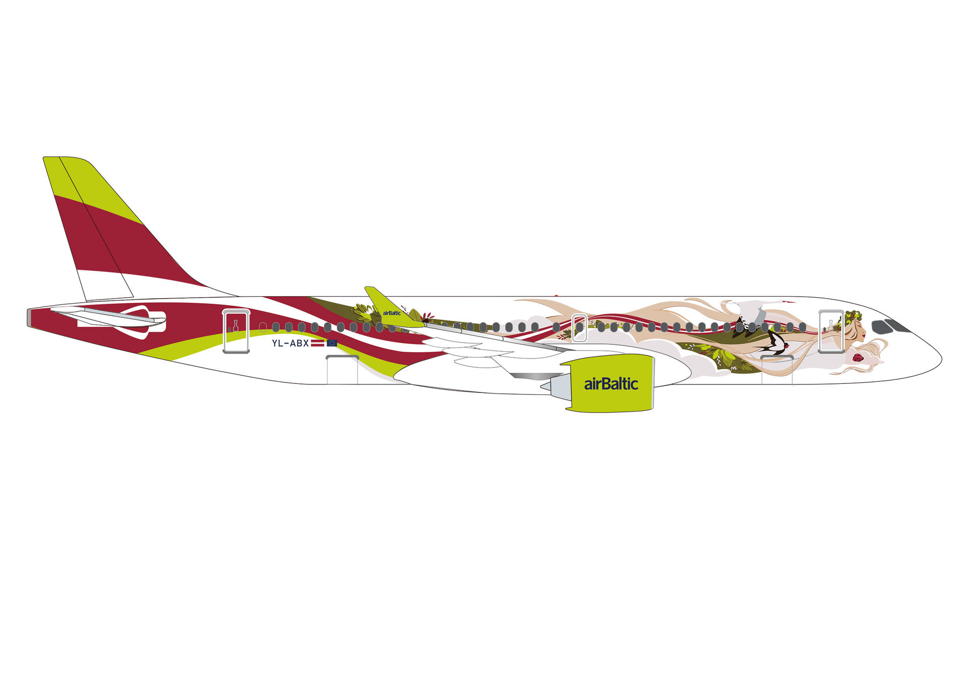 573535 Herpa airBaltic / エア バルティック A220-300 YL-ABX 50th A220 1:200 完売しました。