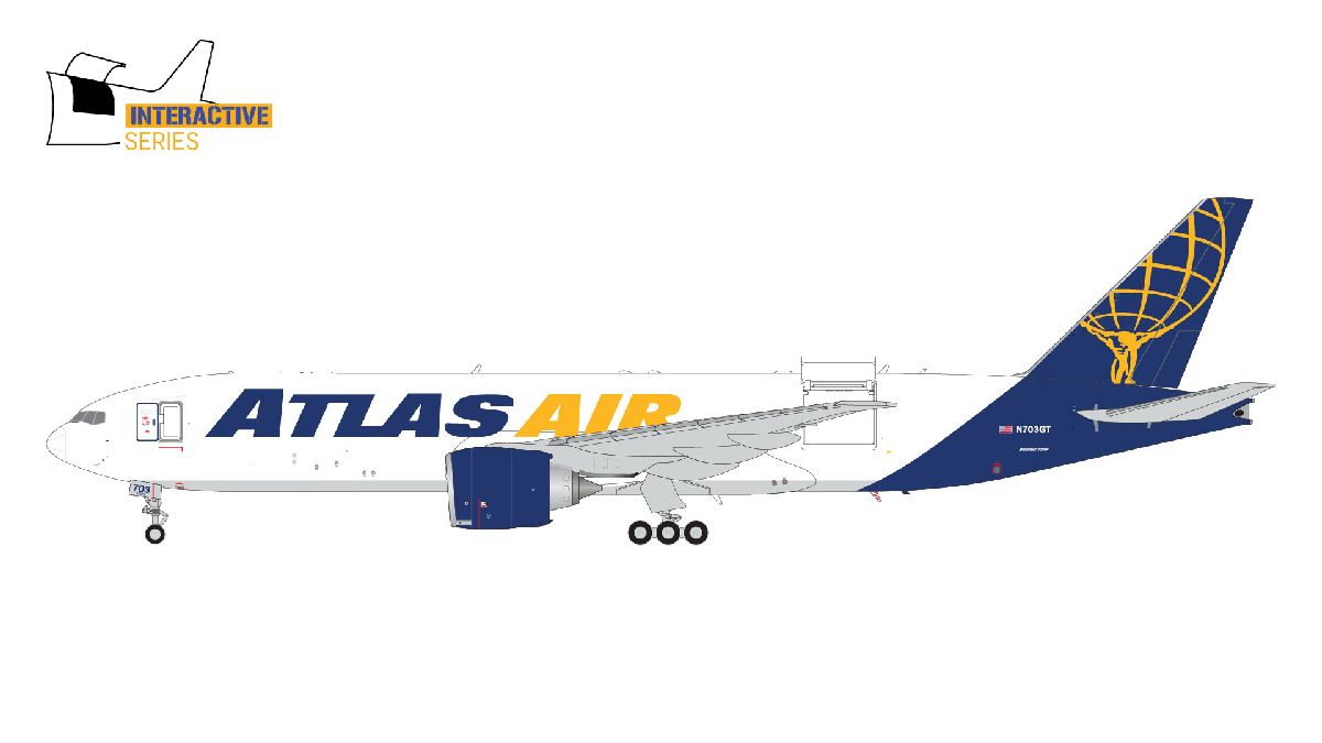 G2GTI1381 GEMINI 200 ATLAS AIR / アトラス航空 B777-200LRF N703GT  Interactive Series 開閉選択式 1:200 お取り寄せ