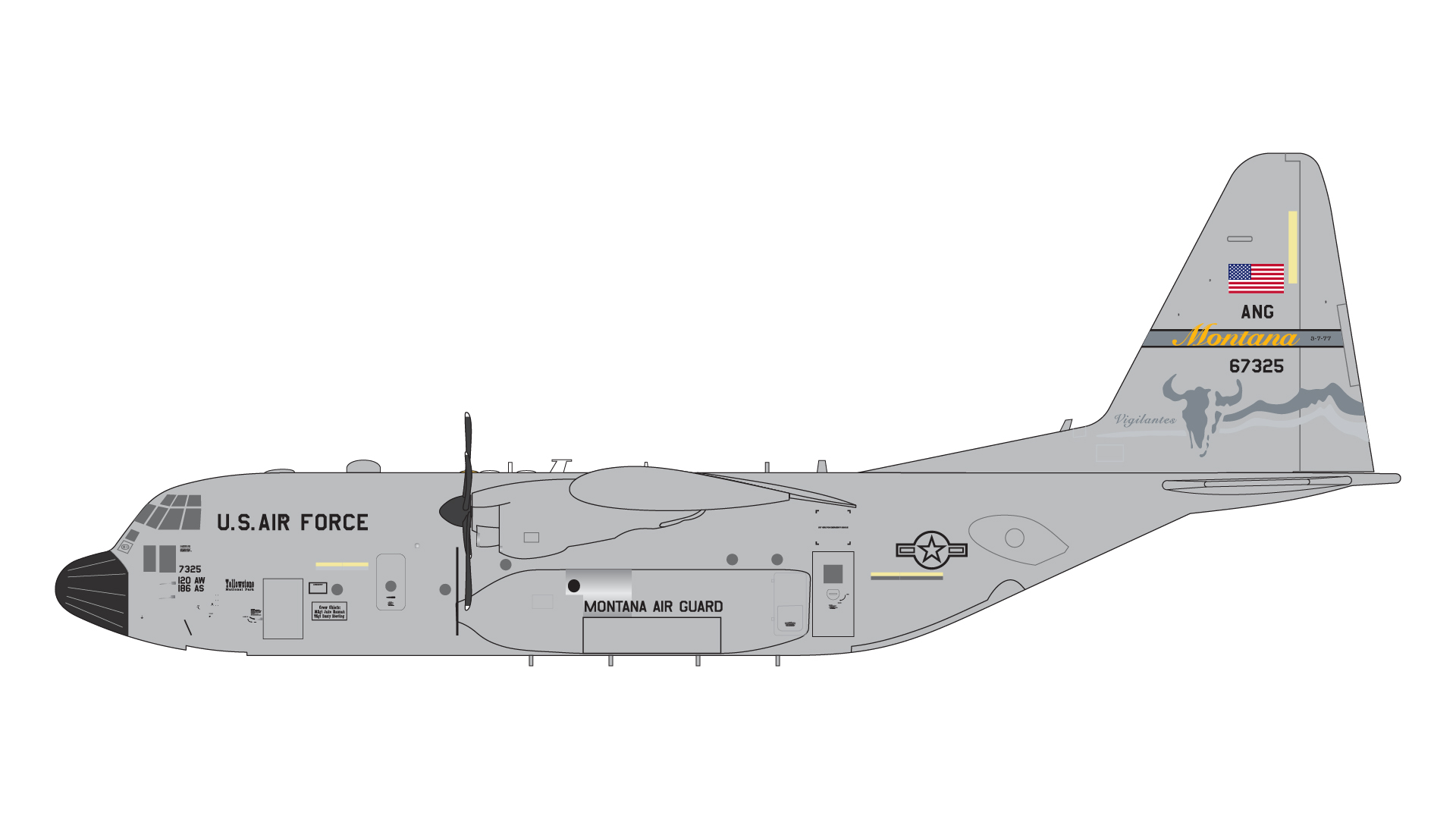 G2AFO1410 GEMINI 200 U.S. Air Force / アメリカ空軍 C-130H 96-7325 Montana ANG; upgraded stand 1:200 完売しました。