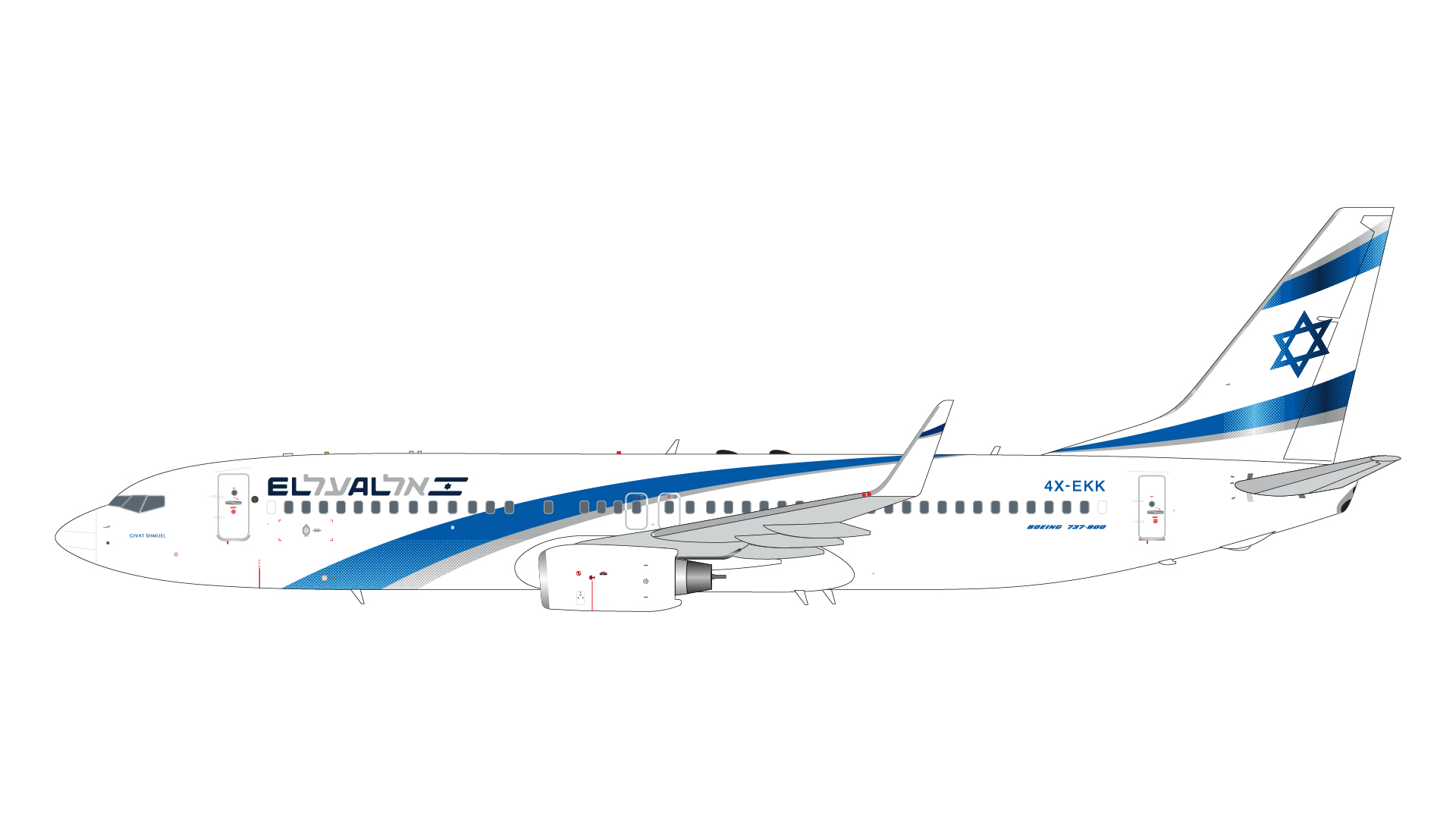 G2ELY1360 GEMINI 200 ELAL / エル・アル航空/イスラエル B737-800W 4X-EKK upgraded stand 1:200