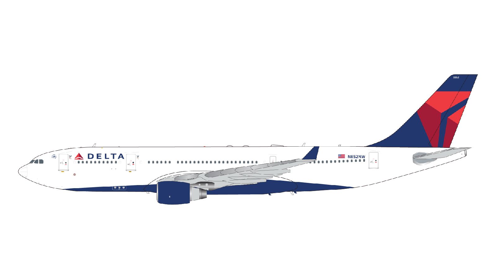 G2DAL1118 GEMINI 200 Delta Air Lines / デルタ航空 A330-200 N852NW スタンド付 1:200