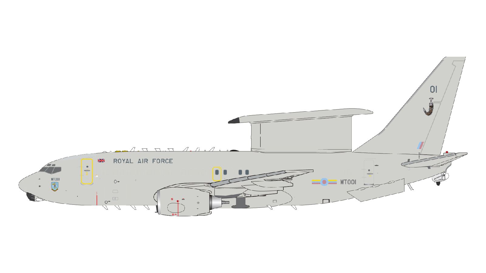 G2RAF1396 GEMINI 200 Royal Air Force RAF / イギリス空軍 E-7 Wedgetail WT001 AEW1 アップグレードスタンド付 1:200 お取り寄せ