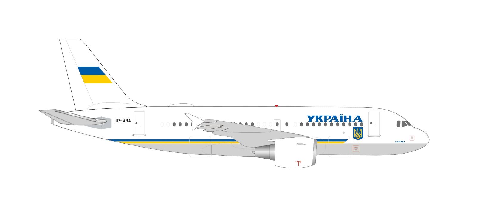 538725 Herpa Ukraine Government / ウクライナ政府専用機 A319ACJ UR-ABA 1:500 お取り寄せ
