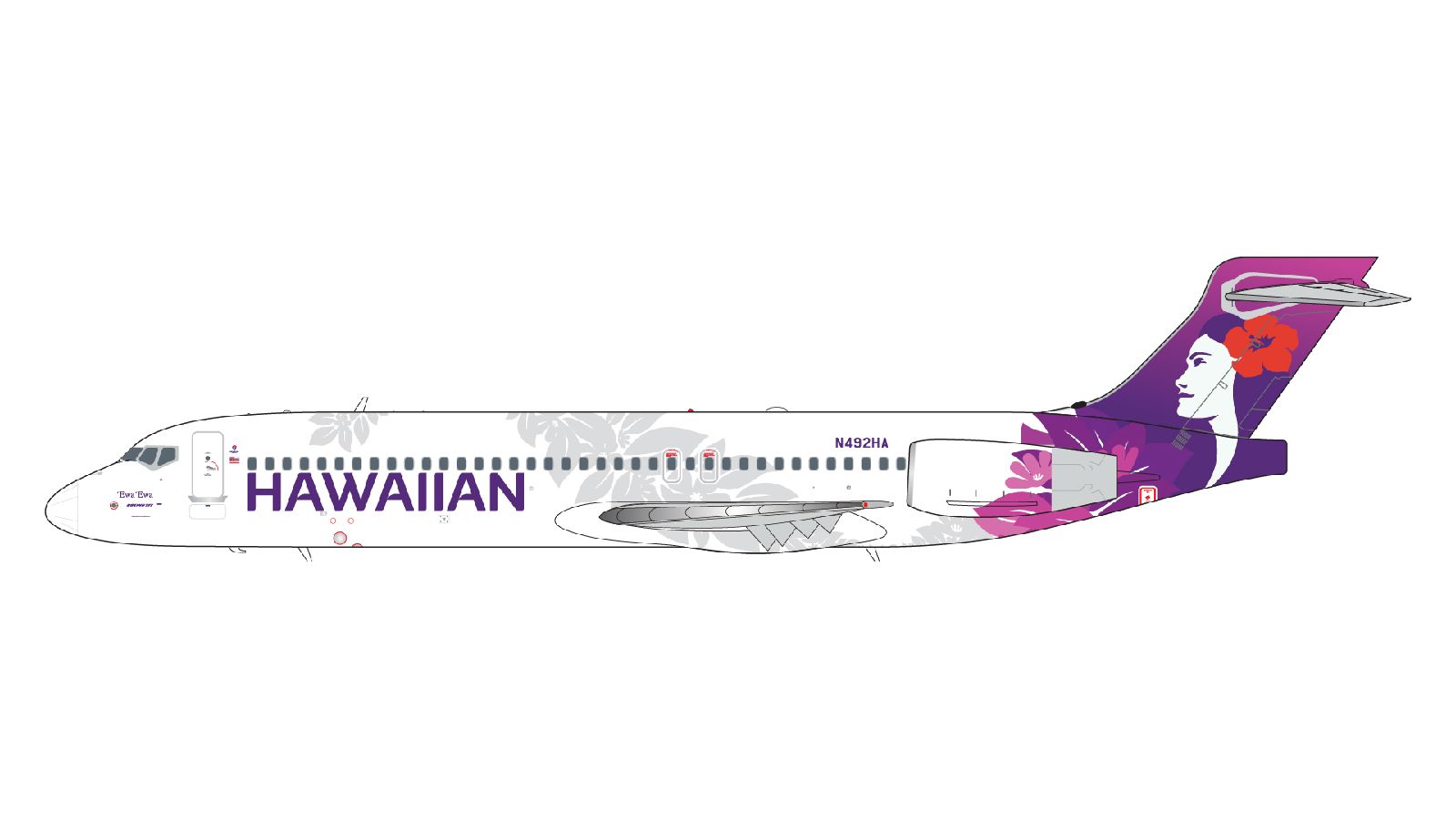 G2HAL1351 GEMINI 200 Hawaiian Airlines / ハワイアン航空 B717-200 N492HA  スタンド付 1:200 完売しました