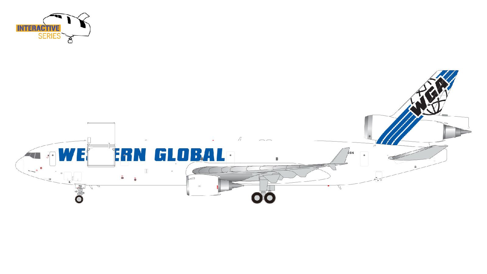 G2WGN1180 GEMINI 200 Western Global Airlines / ウエスタン グローバル エアラインズ MD-11F N783SN 開閉選択式 スタンド付 1:200 お取り寄せ