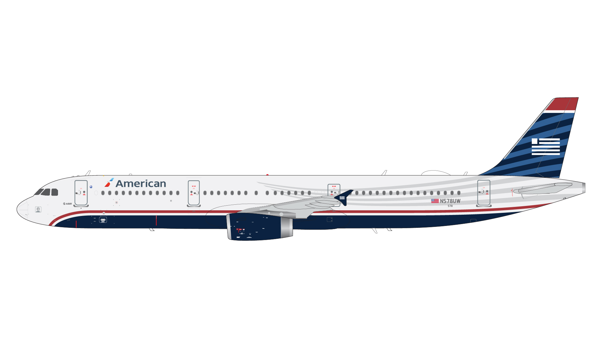 G2AAL1353 GEMINI 200 American Airlines / アメリカン航空 A321-200 N578UW "US Airways" heritage; upgrade stand アップグレードスタンド付 1:200 お取り寄せ