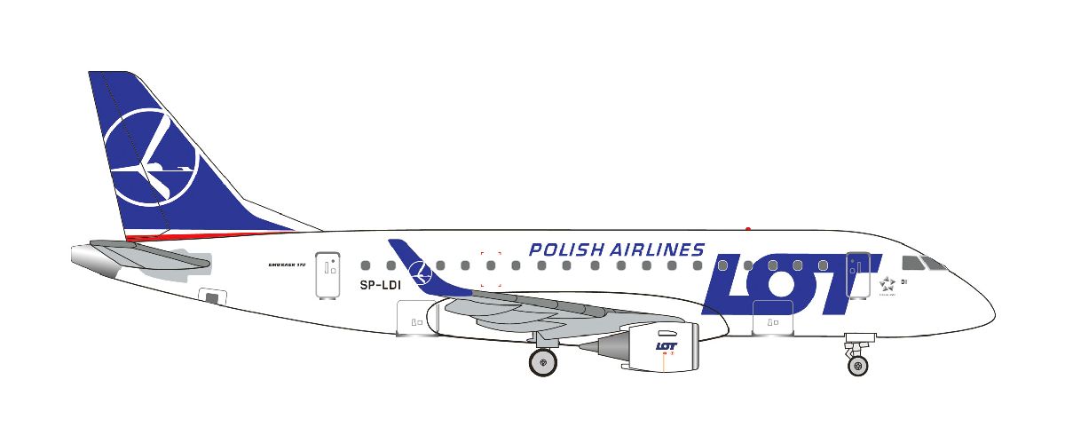 536318-001 Herpa LOT Polish Airlines / LOTポーランド航空 E170 SP-LDI 1:500