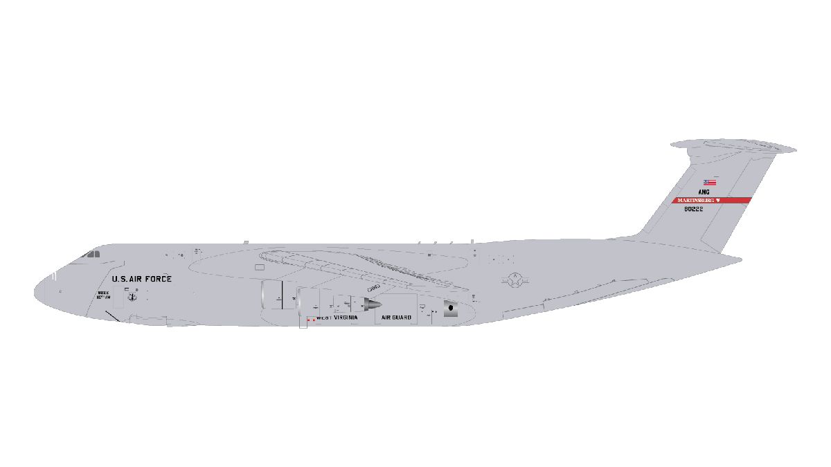 G2AFO1427 GEMINI 200 U.S. Air Force / アメリカ空軍 C-5A Galaxy 68-0222 "Martinsburg" (West Virginia ANG) スタンド付 1:200 お取り寄せ