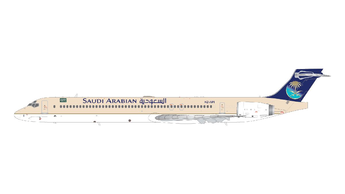 G2SVA1333 GEMINI 200 SAUDIA/Saudi Arabian Airlines / サウジアラビア航空/サウディア MD-90 HZ-API upgraded stand アップグレードスタンド付 1:200 お取り寄せ