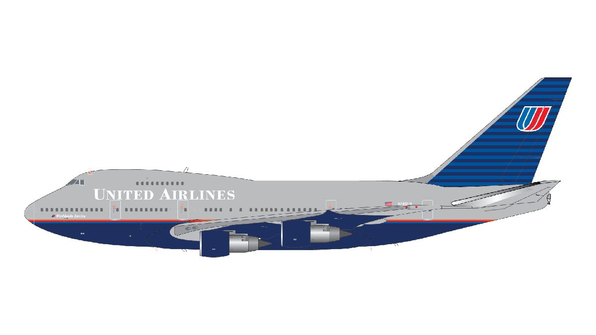 G2UAL1160 GEMINI 200 United Airlines / ユナイテッド航空 B747SP N145UA "battleship" livery スタンド付 1:200 お取り寄せ
