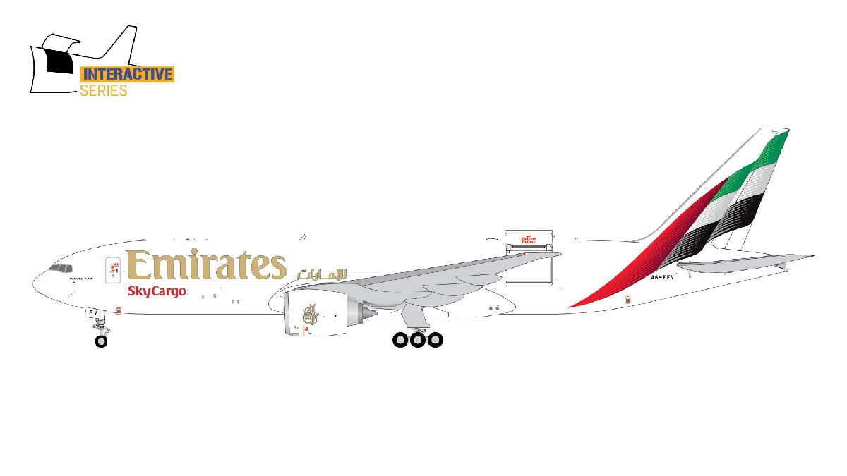 GJUAE2382 GEMINI JETS Emirates SkyCargo / エミレーツ・スカイカーゴ new livery; Interactive Series B777-200LRF A6-EFV 1:400