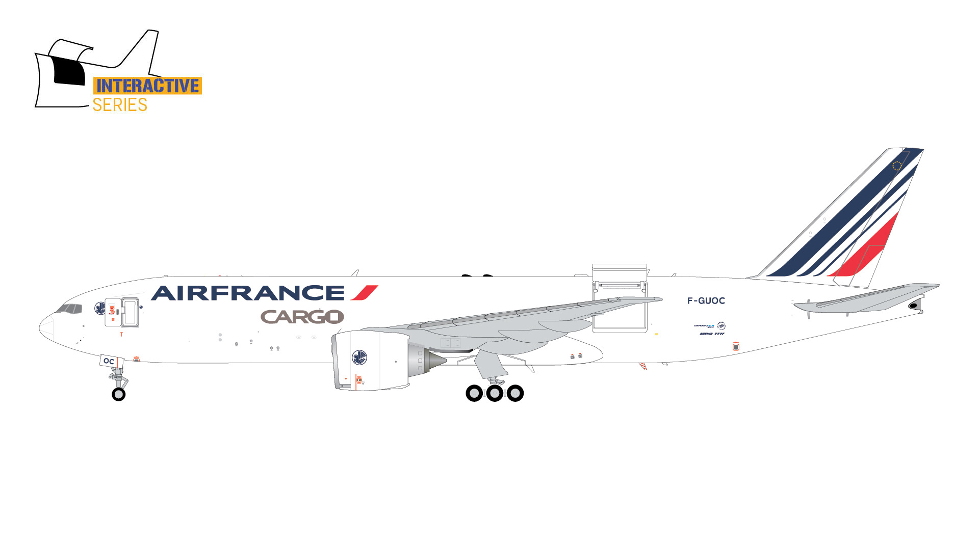 G2AFR1183 GEMINI 200 Air France Cargo / エールフランスカーゴ B777-200LRF F-GUOC Interactive Series 開閉選択式 スタンド付 1:200 お取り寄せ