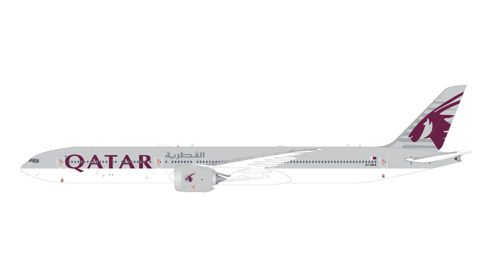 G2QTR1322 GEMINI 200 Qatar Airways / カタール航空 B777-9 A7-BKA with optional folded wingtips スタンド付 1:200 お取り寄せ