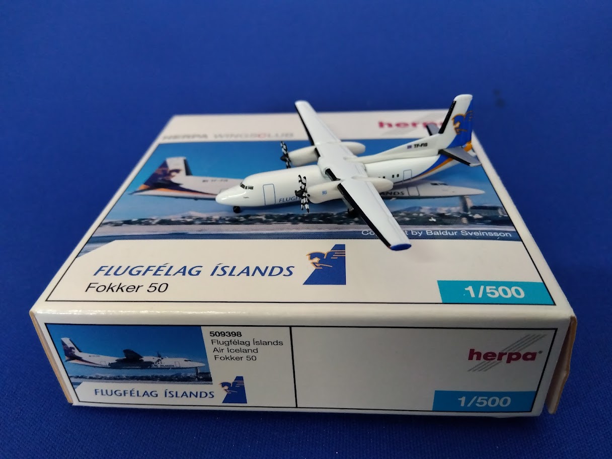 509398 Herpa Flugfelag Islands / エア・アイスランド F-50 TF-FIS CLUBMODELS 1:500 完売しました