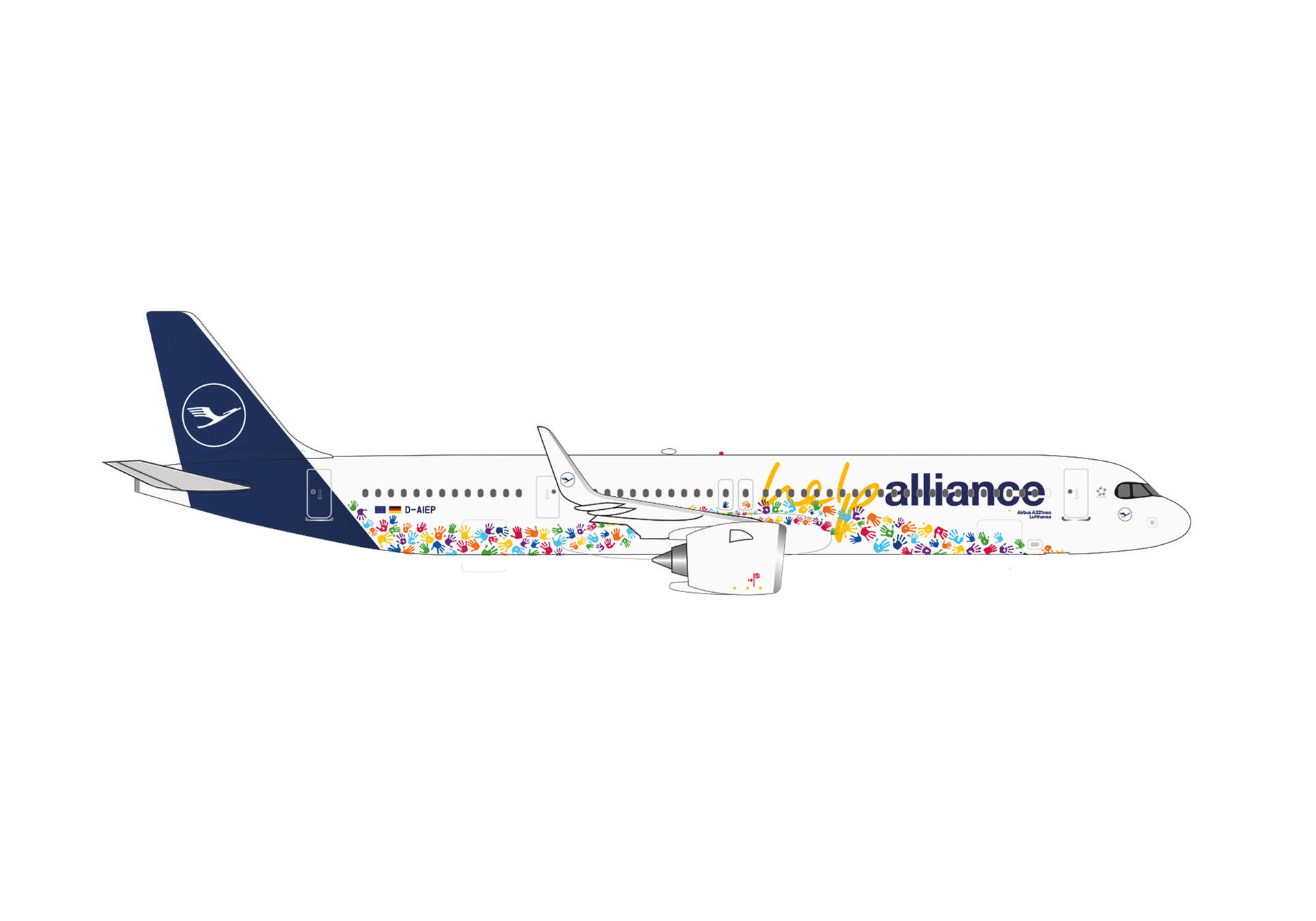 538961 Herpa Lufthansa / ルフトハンザドイツ航空 A321neo D-AIEP "Help Alliance" 1:500 お取り寄せ