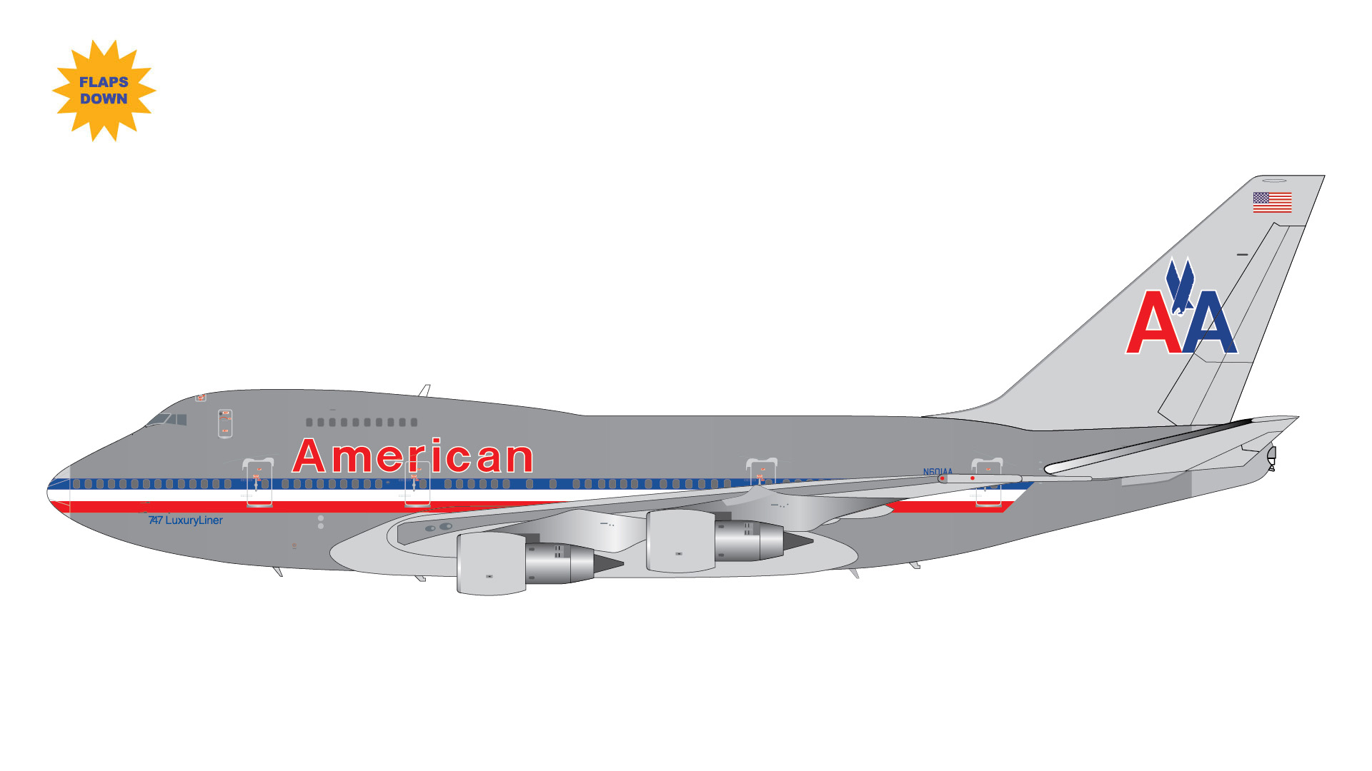 G2AAL1158F GEMINI 200 American Airlines / アメリカン航空 B747SP flaps down N601AA 