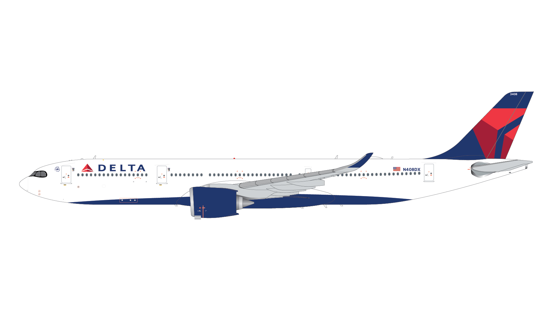 G2DAL1437 GEMINI 200 Delta Air Lines / デルタ航空 A330-900 N408DX  スタンド付 1:200 お取り寄せ