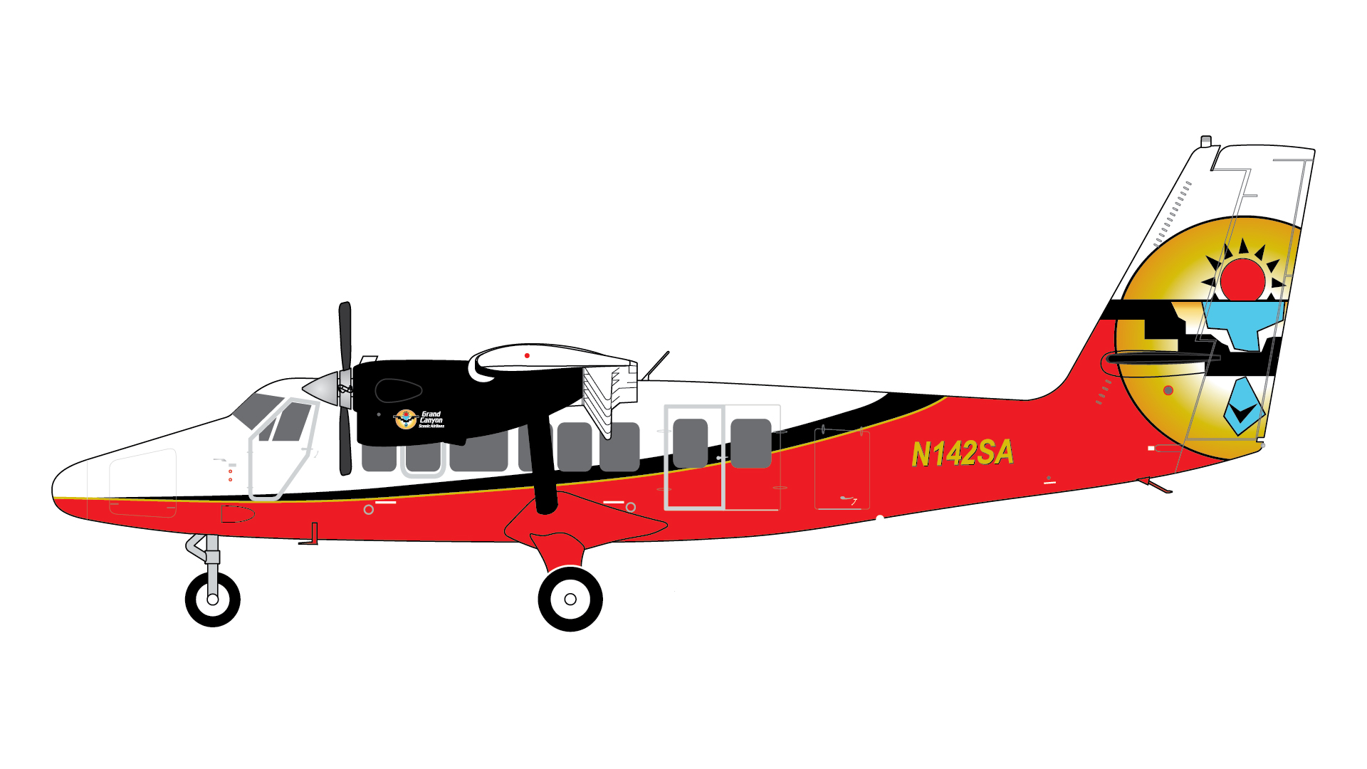 G2SCE1039 GEMINI 200 Grand Canyon Scenic Airlines / グランドキャニオン・シーニック航空 DHC-6-300 N142SA  スタンド付 1:200 お取り寄せ