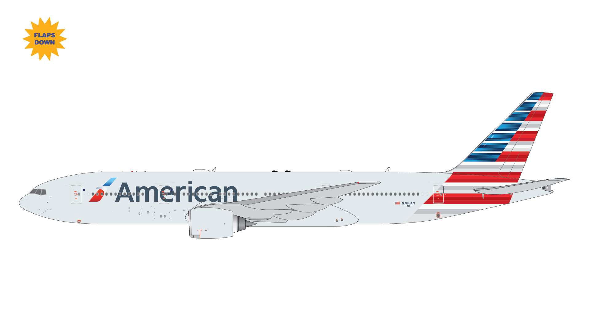 GJAAL2359F GEMINI JETS American Airlines / アメリカン航空  B777-200ER flaps down N788AN 1:400