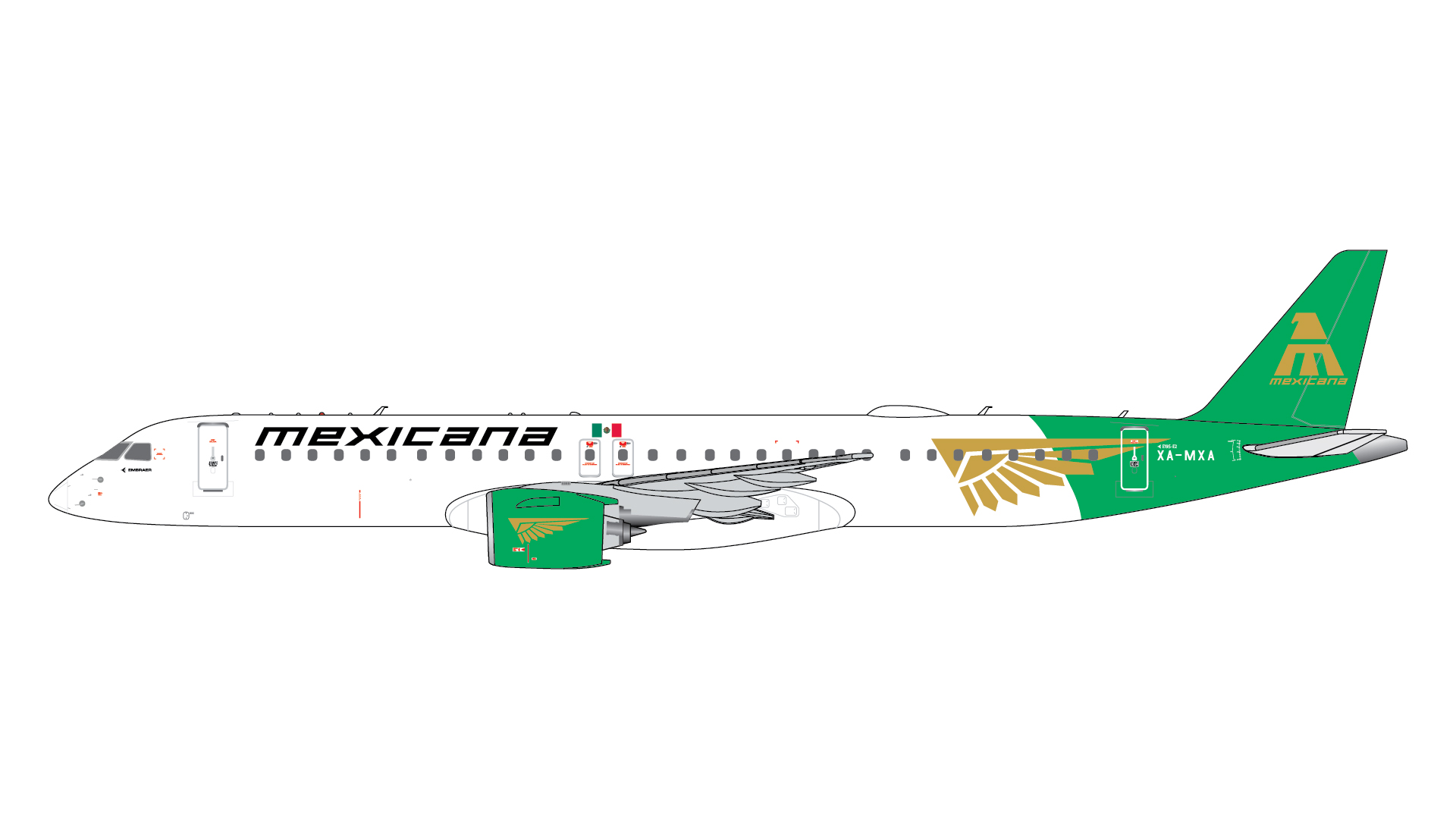 GJMXA2383 GEMINI JETS MEXICANA / メキシカーナ航空 メヒカーナ E195-E2 XA-MXA 1:400