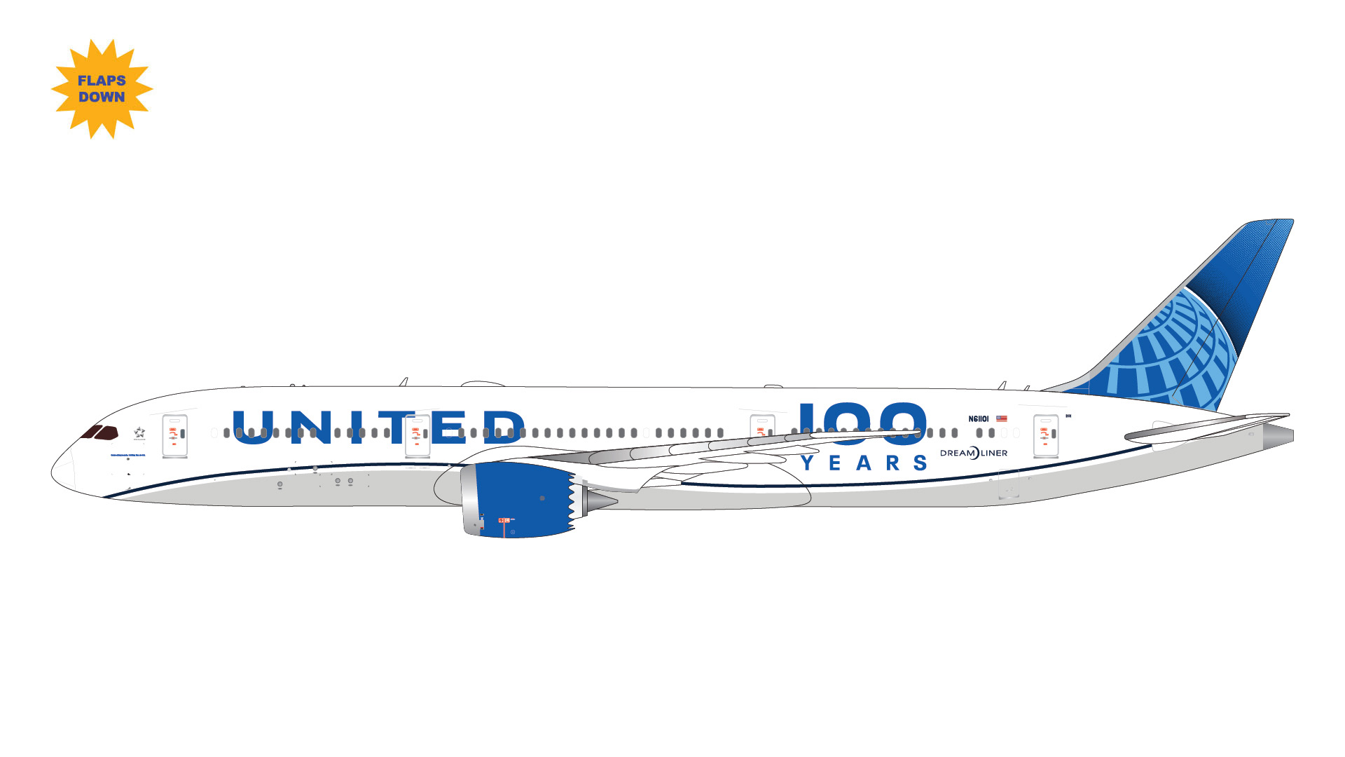 GJUAL2228F GEMINI JETS United Airlines / ユナイテッド航空 “100 Years” (flaps down) B787-9 N61101 1:400 メーカー完売