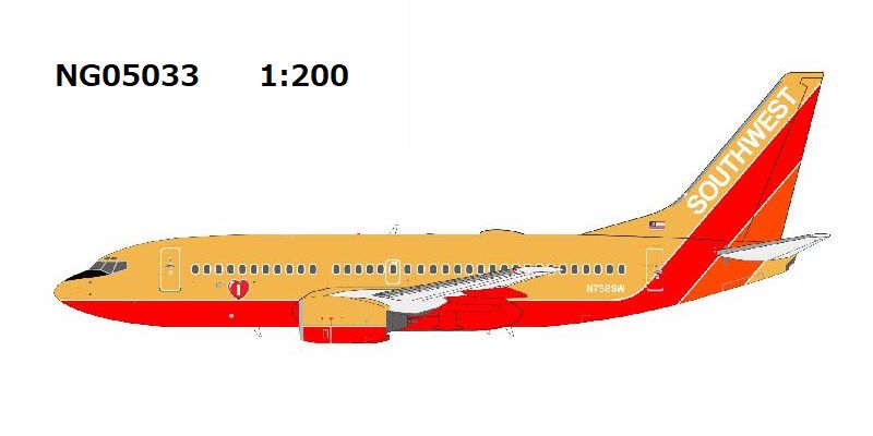 NG05033 NG MODELS Southwest Airlines / サウスウエスト航空 Mustard rocket livery without winglets B737-700 N758SW 1:200 お取り寄せ