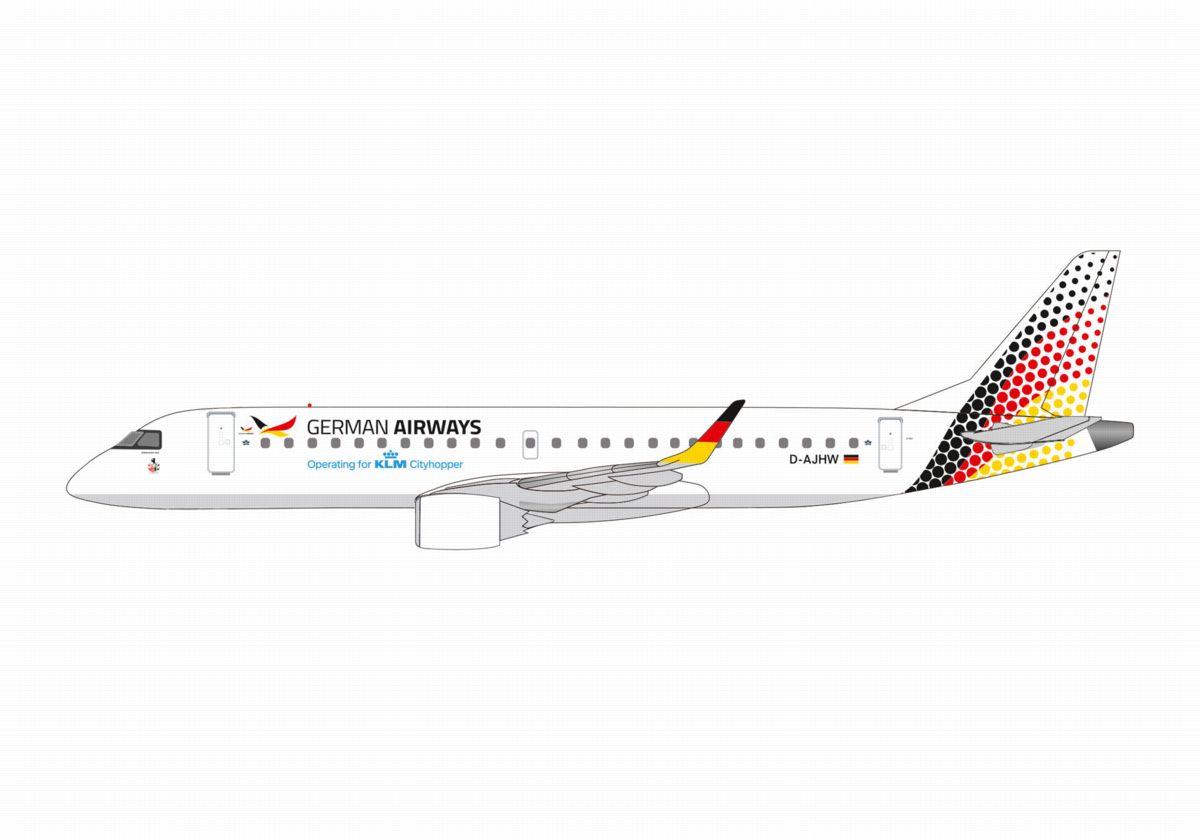 614870 Herpa SNAPFIT German Airways / ジャーマン・エアウェイズ/ドイツ航空 E190 D-AJHW 2025年新塗装 1:100 予約