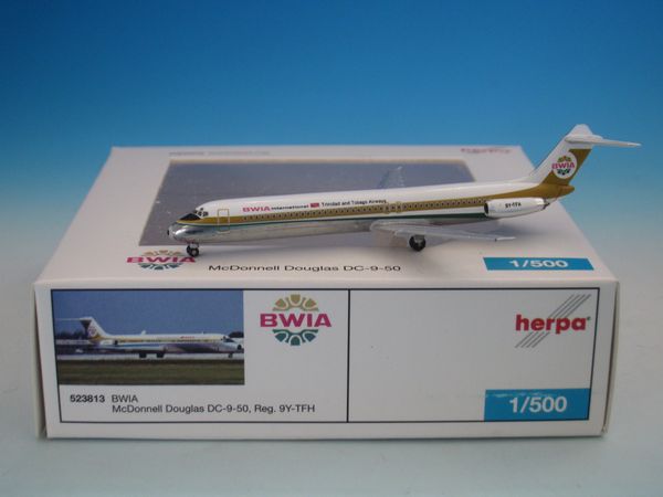 523813 Herpa BWIA West Indies Airways / BWIA ウェスト インディーズ エアウェイズ DC-9-50 9Y-TFH CLUBMODELS 1:500 完売しました。