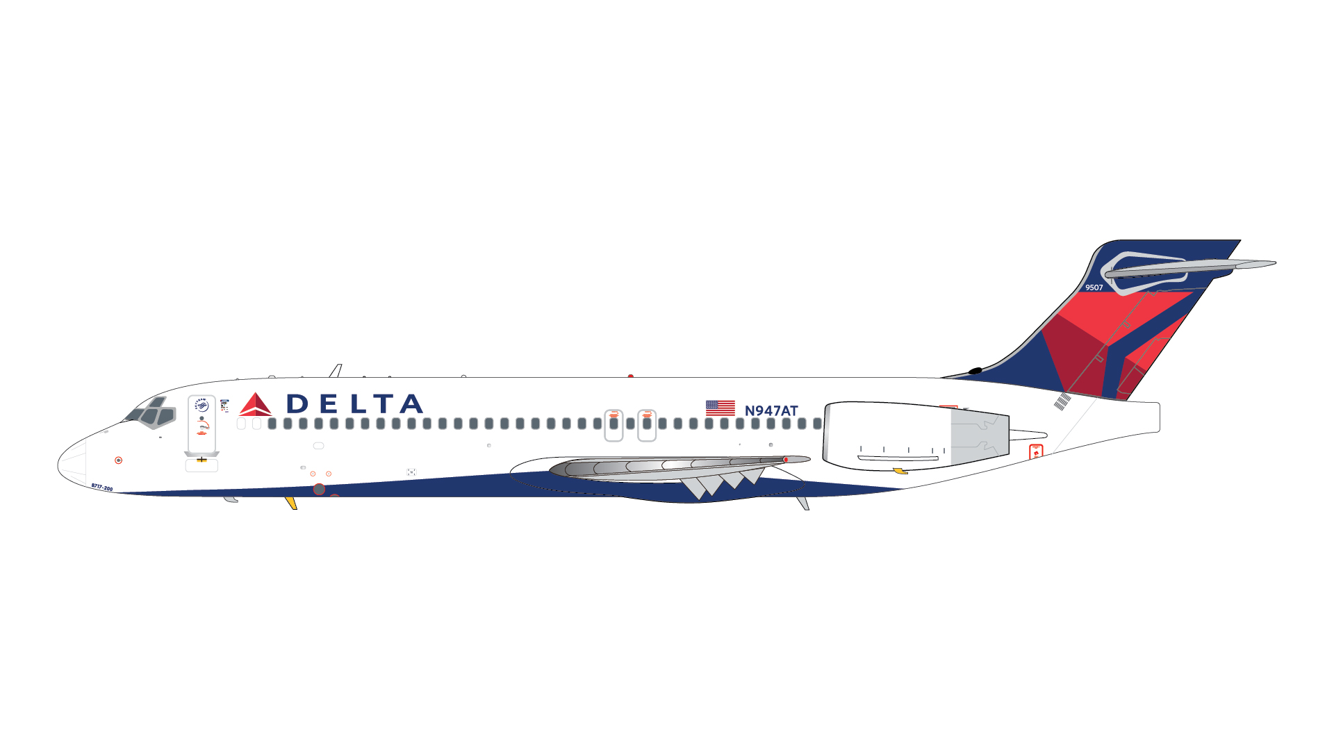 G2DAL1417 GEMINI 200 Delta Air Lines / デルタ航空 B717-200 N947AT  スタンド付 1:200 お取り寄せ