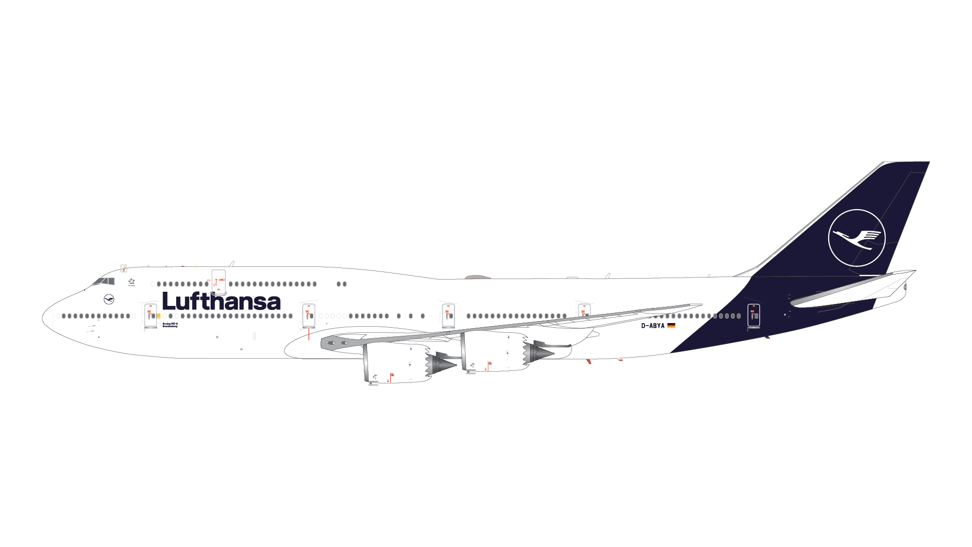 G2DLH1242 GEMINI 200 Lufthansa / ルフトハンザドイツ航空 B747-8 D-ABYA current livery スタンド付 1:200