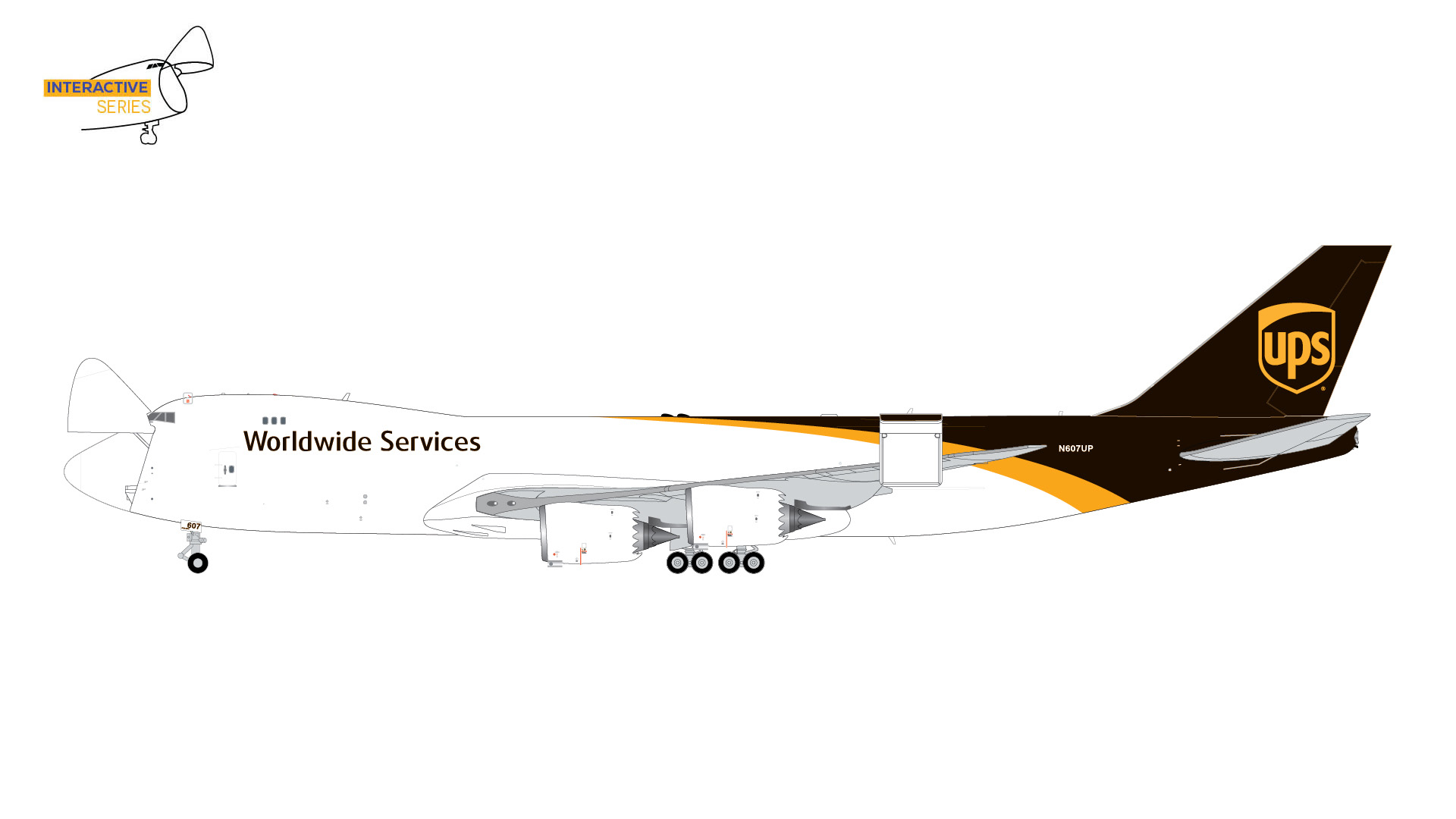 G2UPS1187 GEMINI 200 UPS / ユーピーエス B747-8F N607UP  スタンド付 Interactive Series 開閉選択式 1:200 お取り寄せ