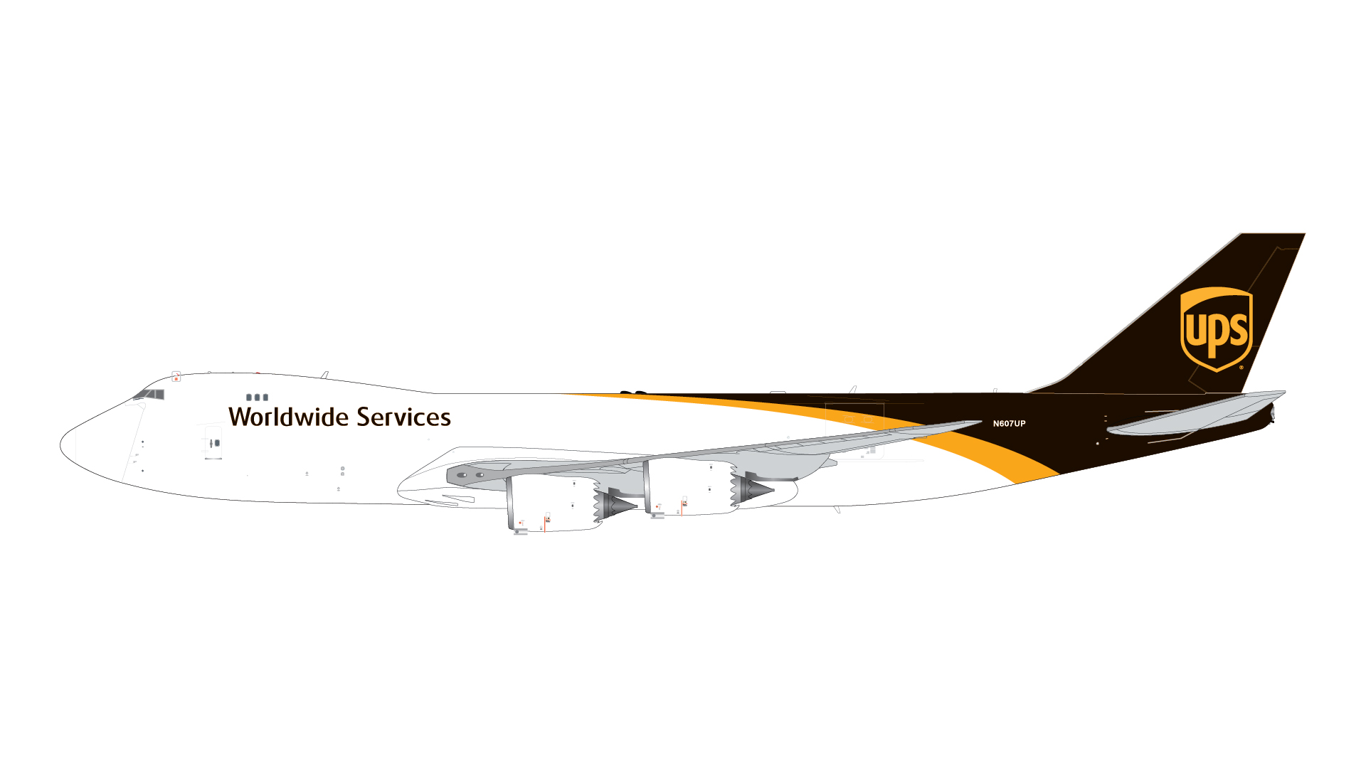 G2UPS976 GEMINI 200 UPS / ユーピーエス B747-8F N607UP  スタンド付 1:200