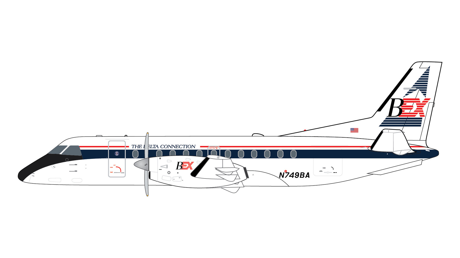 GJGAA2207 GEMINI JETS Business Express / ビジネスエクスプレス航空 "The Delta Connection" Saab 340A N749BA 1:400