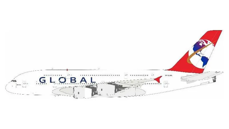 3803L0726 IN Flight200 Global Airlines / グローバル・エアラインズ (Hi Fly Malta) A380 9H-GLOBL スタンド付き 1:200 予約