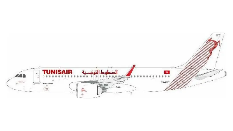 320TU0926 IN Flight200 TUNISAIR / チュニスエア A320-200N TS-IMY スタンド付き 1:200 予約