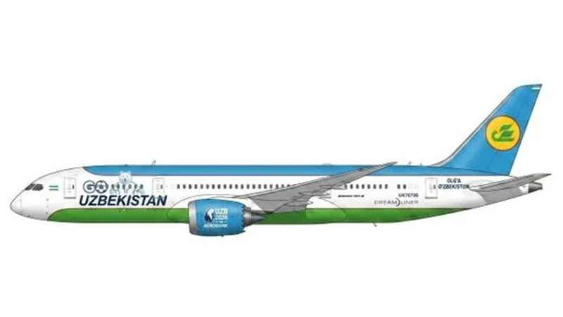 XX40902A JC WING Uzbekistan Airways / ウズベキスタン航空 Go Uzbekistan Boeing 787-8 Flaps Down UK78706 1:400 予約