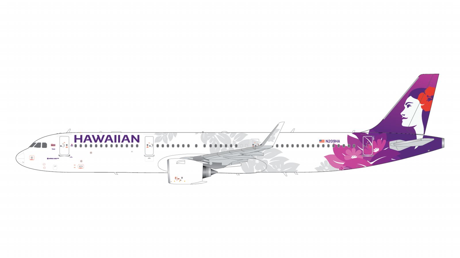 G2HAL1517 GEMINI 200 Hawaiian Airlines / ハワイアン航空 A321neo N209HA  スタンド付 1:200 予約