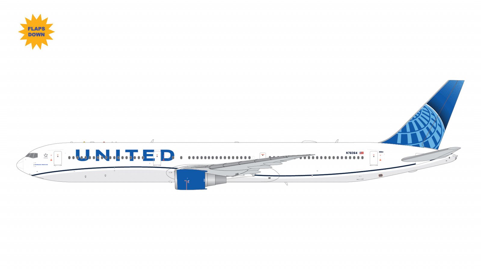 G2UAL1445F GEMINI 200 United Airlines / ユナイテッド航空 B767-400ER flaps down N76064  スタンド付 1:200 予約