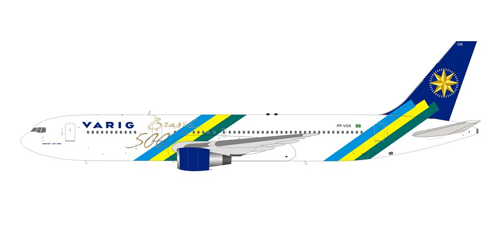 763VR0621 IN Flight200 Varig / ヴァリグブラジル航空 B767-300 PP-VOK スタンド付き 1:200 メーカー完売