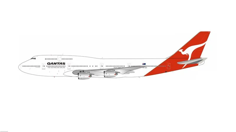 743QF0526 IN Flight200 Qantas Airways / カンタス航空 747-300 VH-EBX スタンド付き 1:200 予約