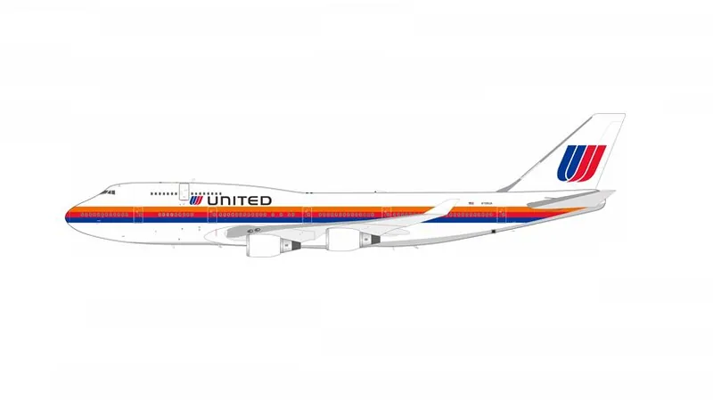 744UA0526 IN Flight200 United Airlines / ユナイテッド航空 747-400 N188UA スタンド付き 1:200 予約