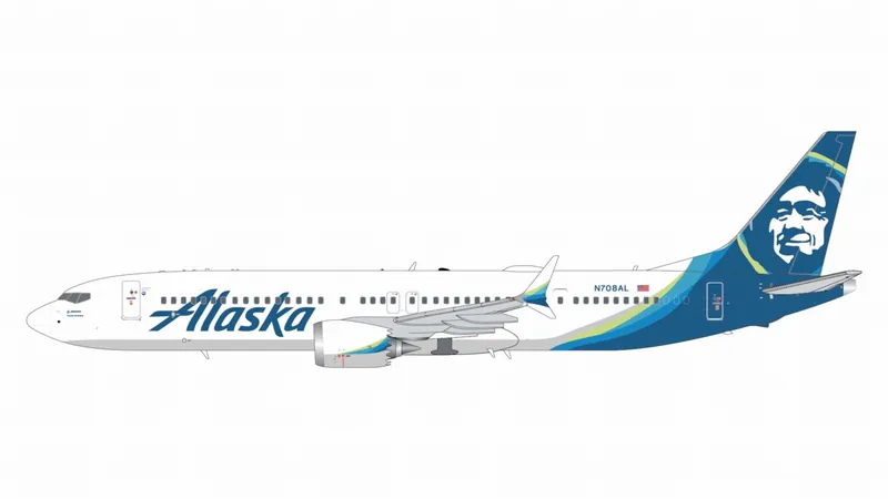 G2ASA1489 GEMINI 200 Alaska Airlines / アラスカ航空 B737 MAX 9 N708AL  スタンド付 1:200 予約