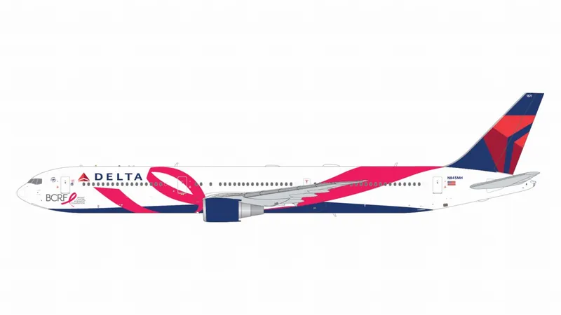 G2DAL1446 GEMINI 200 Delta Air Lines / デルタ航空 B767-400ER N845MH "BCRF" breast cancer red ribbon スタンド付 1:200 予約