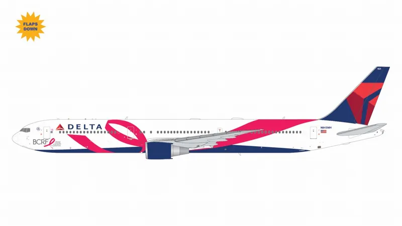 G2DAL1446F GEMINI 200 Delta Air Lines / デルタ航空 B767-400ER N845MH "BCRF" breast cancer red ribbon w/ flaps down スタンド付 1:200 予約
