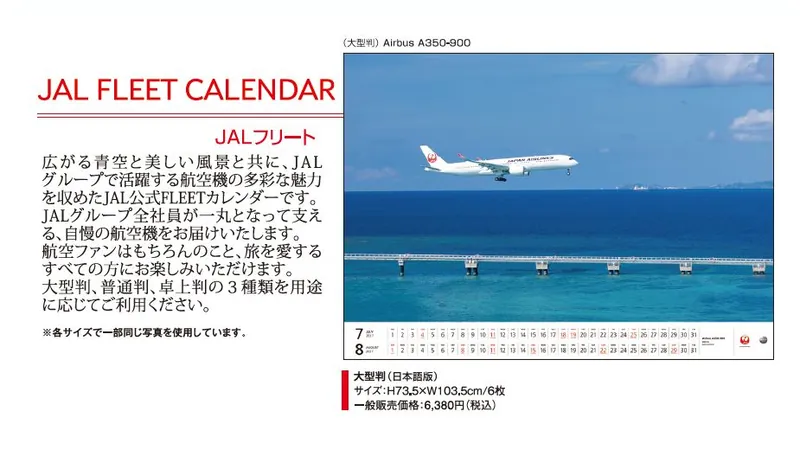 2027JAL04 JAL 2027年度版 カレンダー フリート 大型版 73.5×103.5cm 6枚 予約