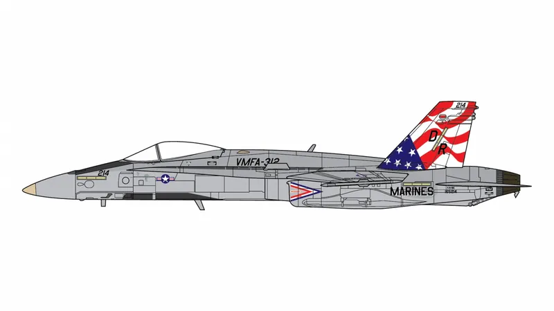 GAUSM10005 GEMINI Aces USMC / United States Marine / アメリカ海兵隊 F/A-18C Hornet 165214 VMFA-312, U.S. flag design on tail 1:72 予約