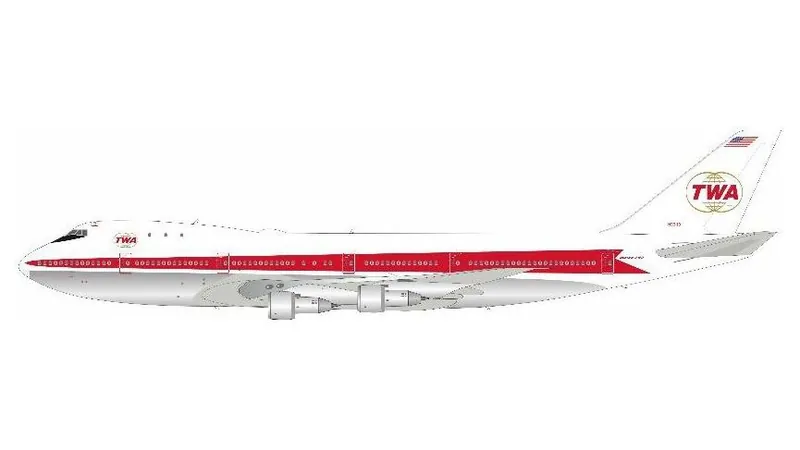 741TW0826P IN Flight200 TWA Trans World Airlines / トランス・ワールド航空 747-100 N93118 スタンド付き 1:200 予約