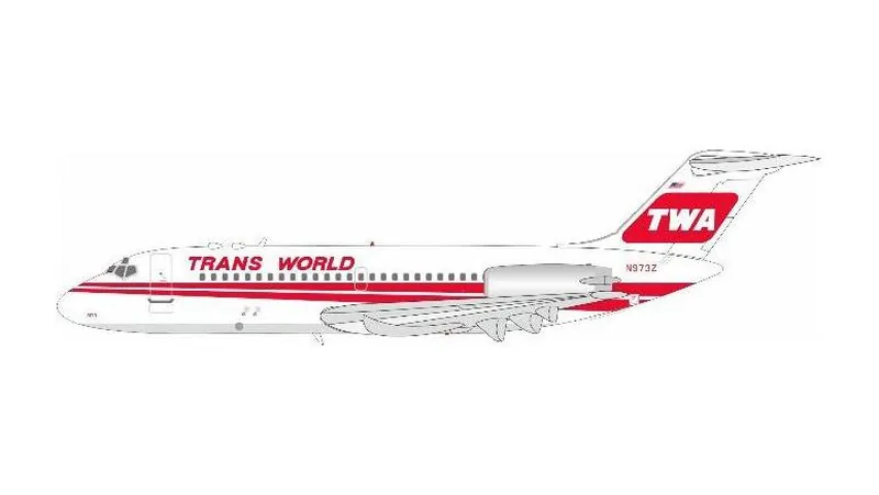 915TW1026 IN Flight200 TWA Trans World Airlines / トランス・ワールド航空 DC-9-15 N973Z スタンド付き 1:200 予約